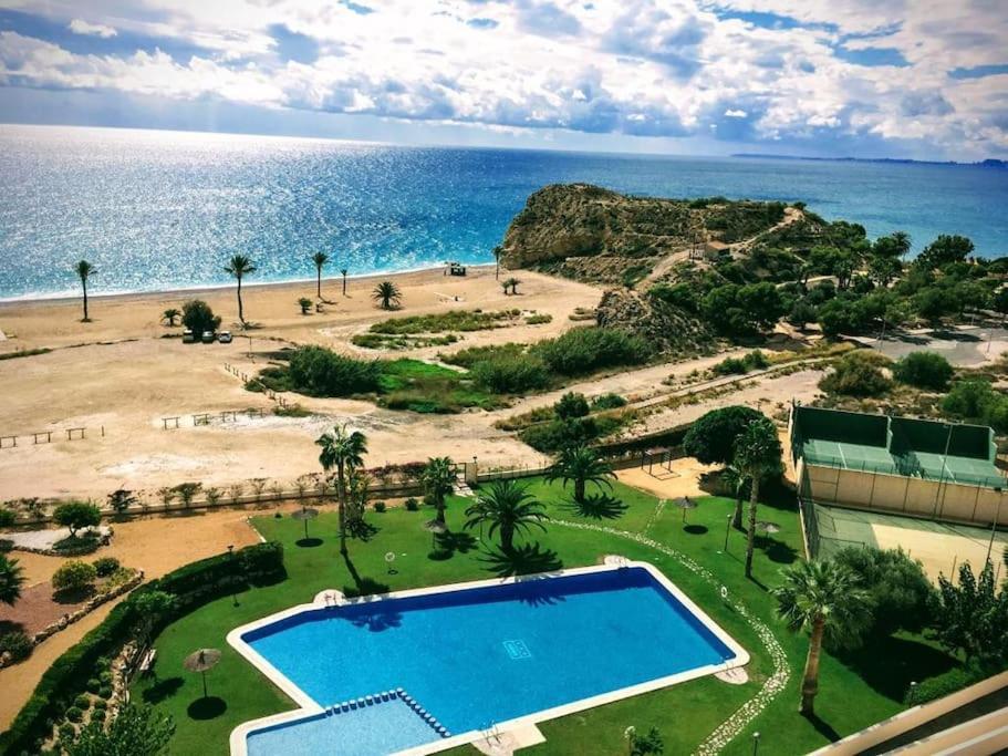 Top-Floor Beachfront Apartment With Parking, Pool, & Spacious Sea-View Balcony Villajoyosa Bagian luar foto
